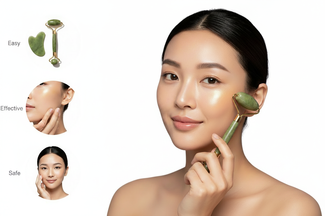 Clean White Jade Roller Beauty Image