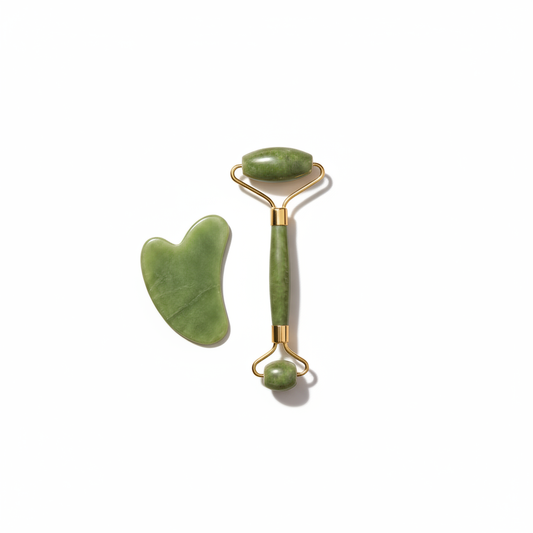 Green Jade Roller & Gua Sha Clean White
